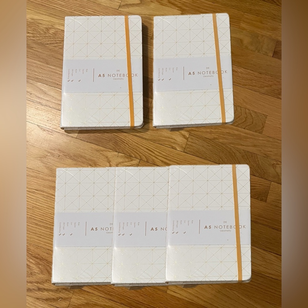 5 pcs Miliko geometry golden blocking a5 hardcover banded Dot Grid (New)